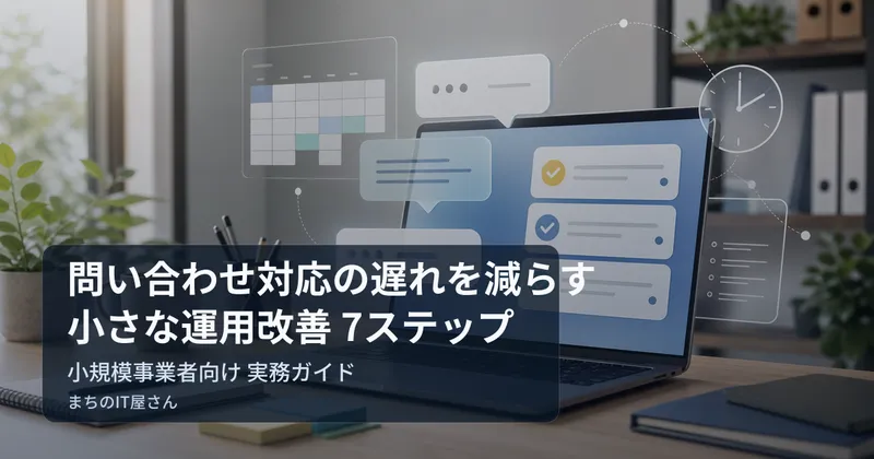 問い合わせ対応フローを見直し、返信遅れを減らす運用改善を表したブログカバー画像